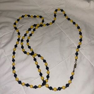 Vintage Yellow and Black Beaded Women's Necklace